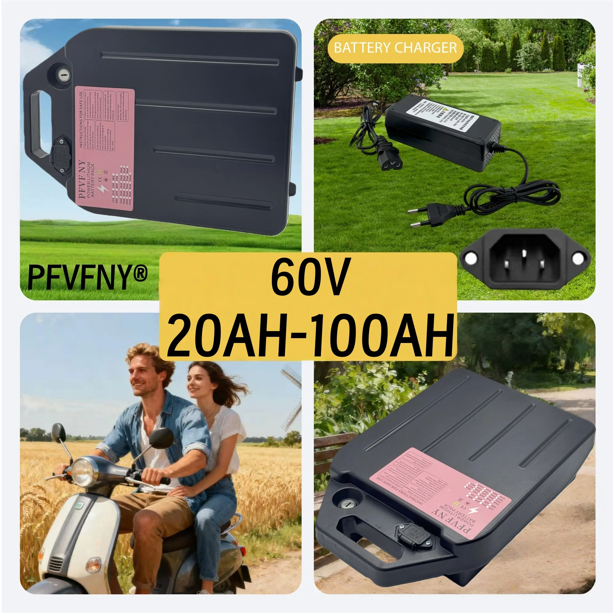 Air transportation, 60V brand new lithium battery,20-100AH 40AH BMS can be applied to equipment such as Harley electric vehicles