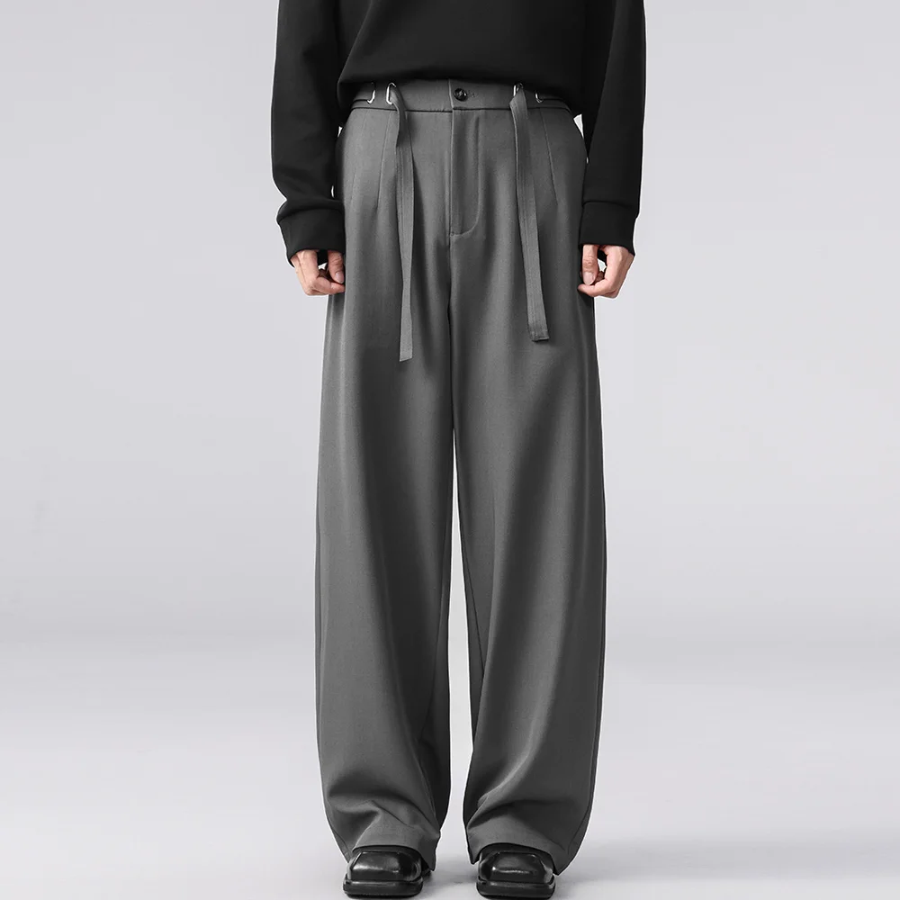 

Мужская корейская уличная одежда, модные свободные повседневные винтажные брюки с широкими штанинами, прямые костюмные брюки, мужские деловые мешковатые брюки