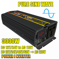 3000W Pure Sine Wave Solar Car Inverter Power Inverter With LED Display DC12V 220V Socket Converter for Car