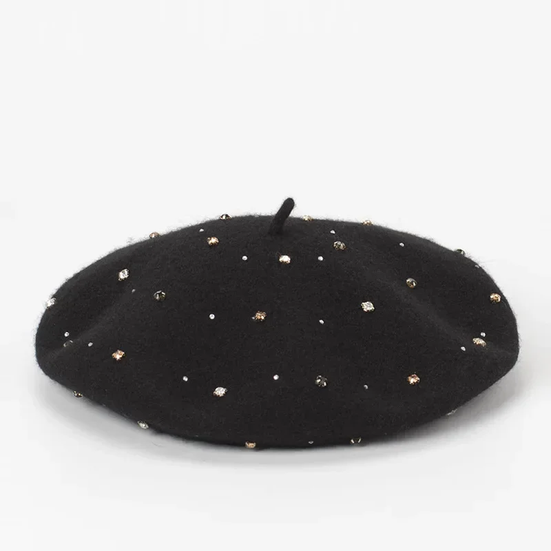 Béret en diamants brillants pour femmes, confortable, respirant, décontracté, chapeau de peintre, chapeau de citrouille en strass, 2025