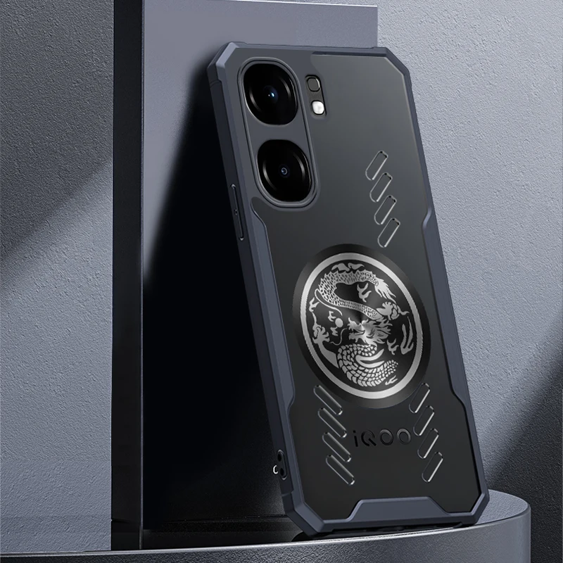 Heat Dissipation Phone Case for IQOO NEO 9 8 9S Pro Plus Pro+ 5G Dragon Totem Graphene Cooling Case Shockproof Transparent Cover
