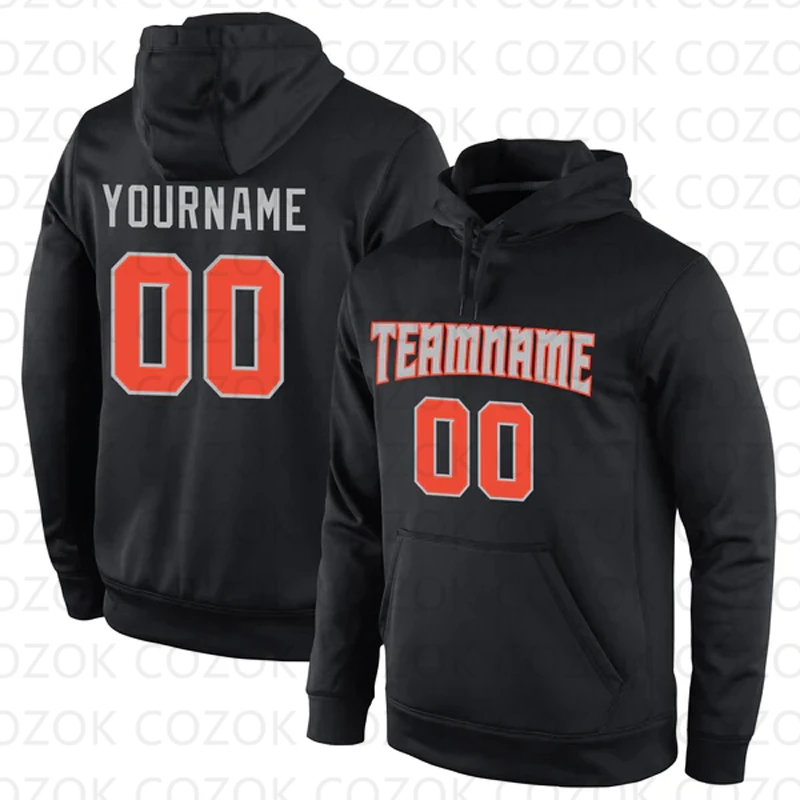 

Customized Hoodies Black Orange Colour Jersey 3D Printed Unisex Pullovers Hoodie Casual Sweatshirts