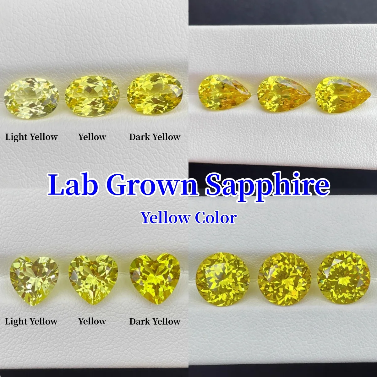 Lab Grown Sapphire Yellow Color VVS1 Heart/Pear/Round/Oval/Cushion Factory Wholesale DIY Jewelry Rings Earrings Making
