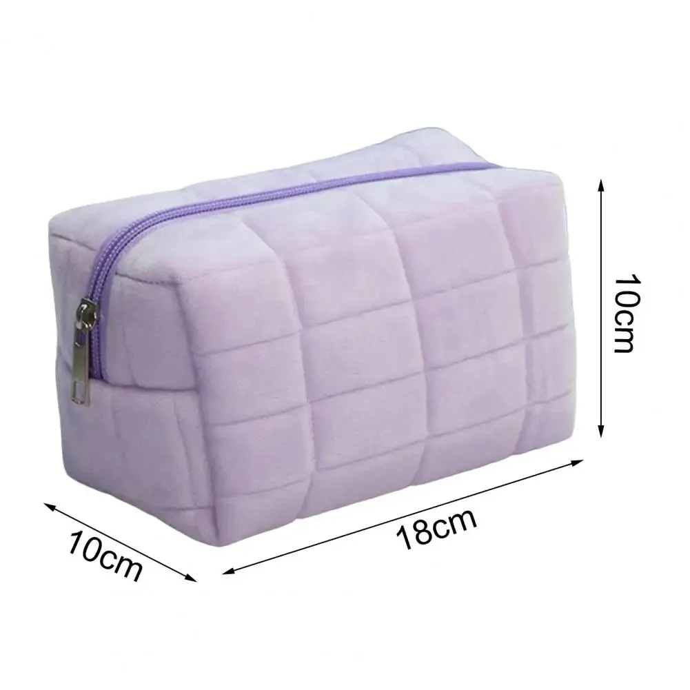 Cosmetic Bag Travel Make Up Toiletry Bag Washing Pouch for Trip Multifunctional Soft Plush Fluffy Large Capacity Zipper Closure