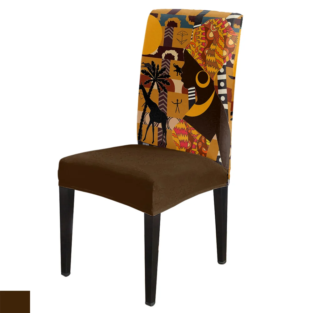 Dining Chair Covers African Female Elephant Giraffe Chair Covers Modern Elastic Printing Hotel Wedding Home Chair Covers