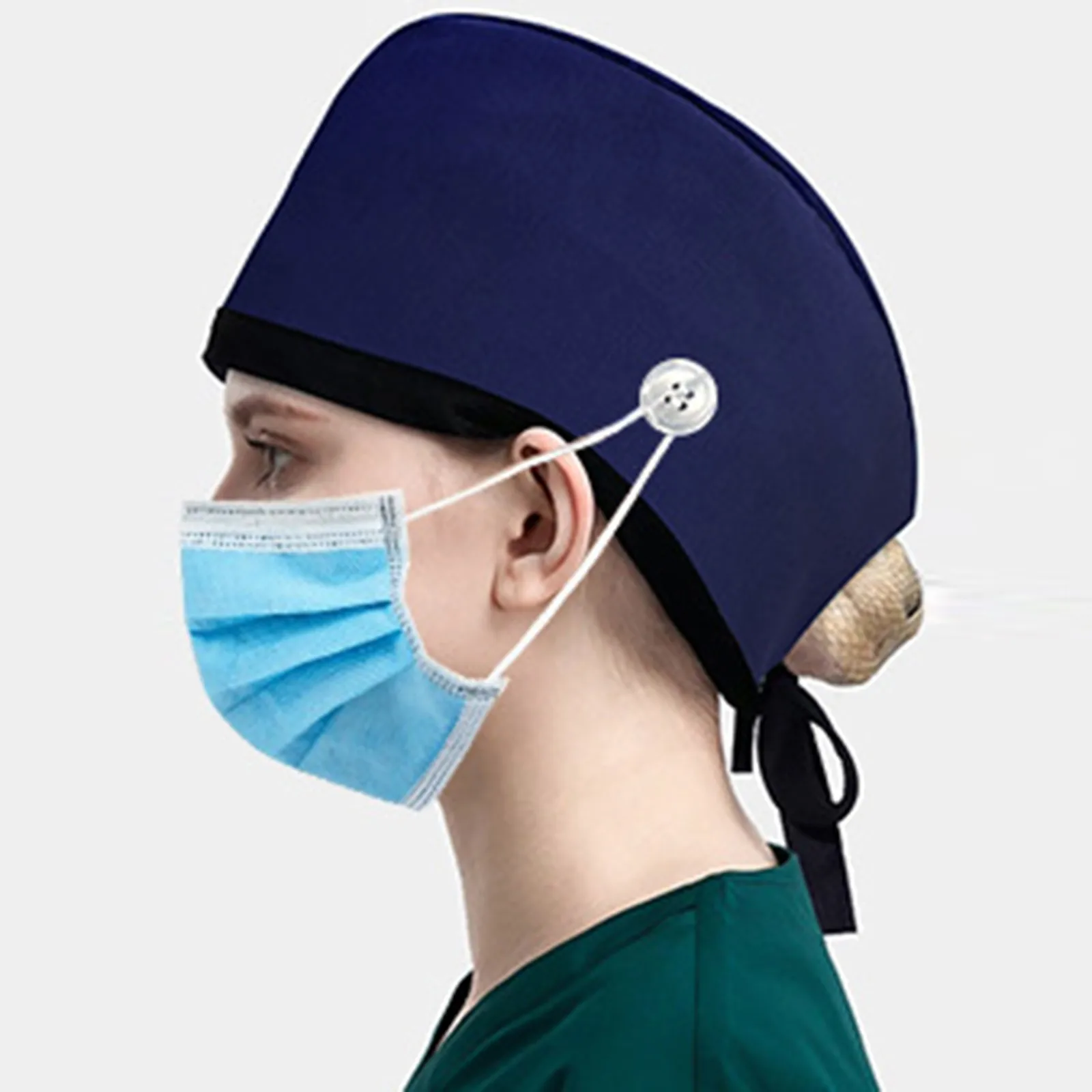 Bonés esfoliantes de cor sólida, chapéu com botão, bonés de enfermagem clínica, médicos, enfermeiros, cuidados de saúde, chapéu de trabalho, bonés de enfermagem