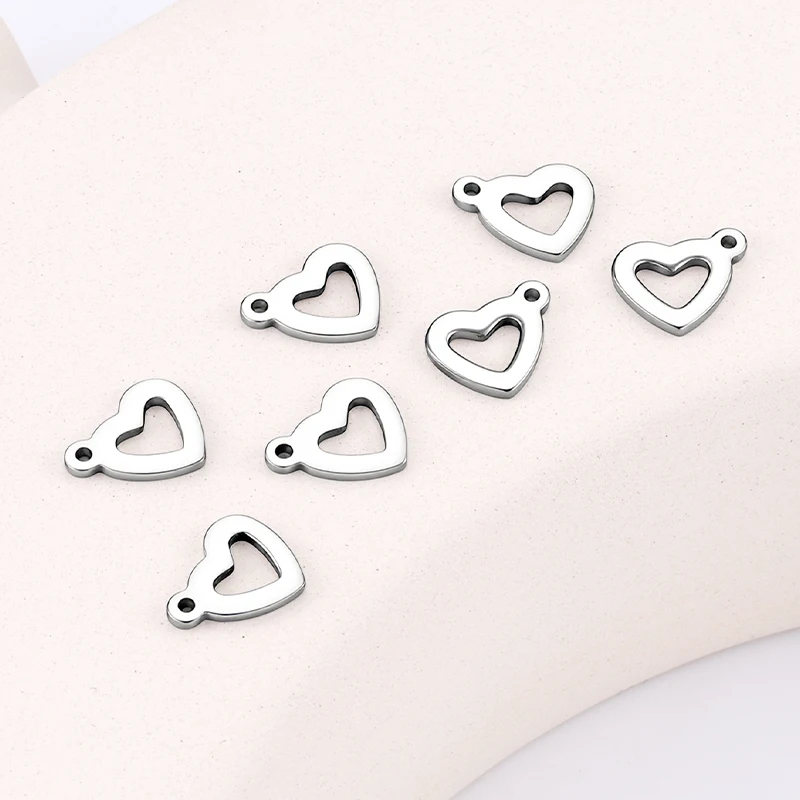 

Stainless Steel Charms Heart Pendants Connectors Blank Tags For Jewelry Making Materials Necklace Bracelet End DIY Accessories