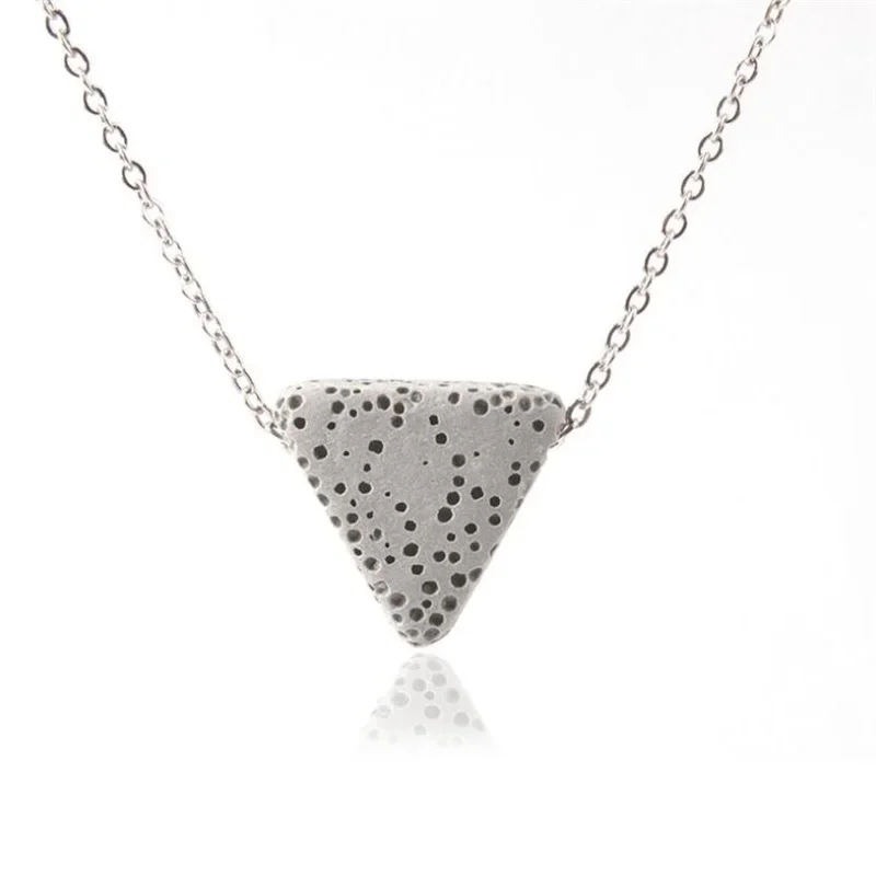 Colourful Triangle Lava Stone Essential Oil Diffuser Necklace Aromatherapy Volcanic Rock Stainlesss Steel Chain Jewelry