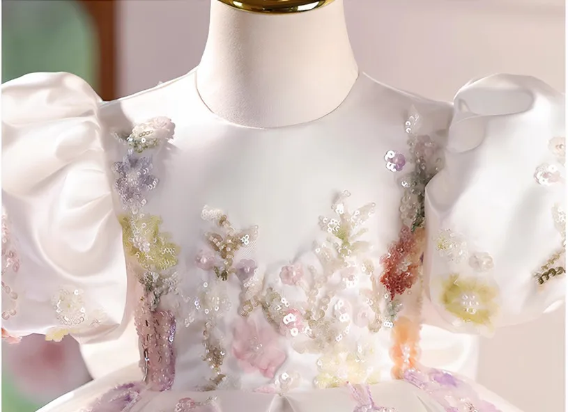 High-End-Prinzessin-Kostüm für Kinder, Klavieraufführung des Gastgebers, Geburtstag, Mädchen-Partykleider, A4685, Vestidos, Blumenmädchenkleider – Detail 8