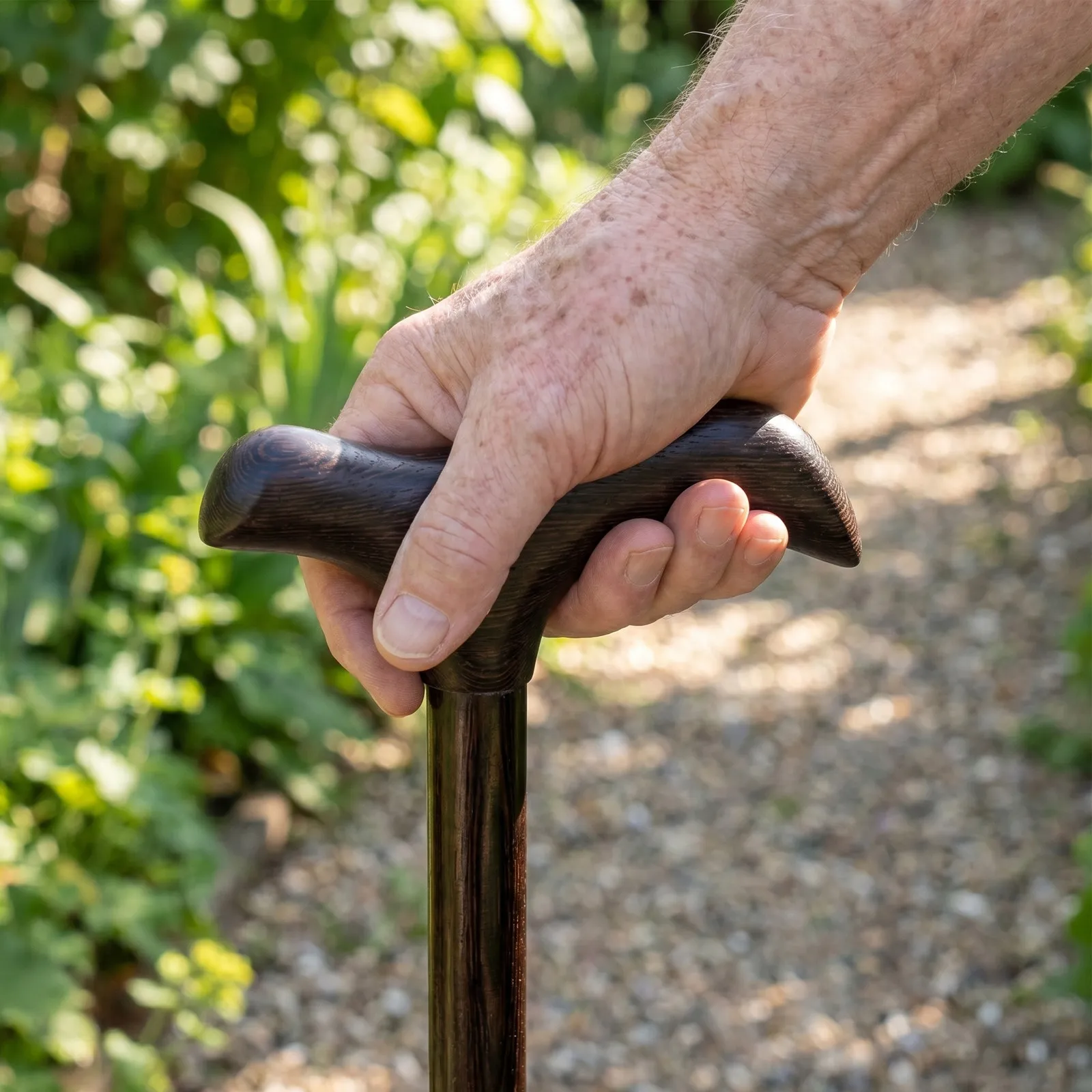 Trekking Pole Replacement Grip Wenge Wooden Cane Handle T-Handle Grip For Hiking Stick Walking Cane Trekking Rod Adapter