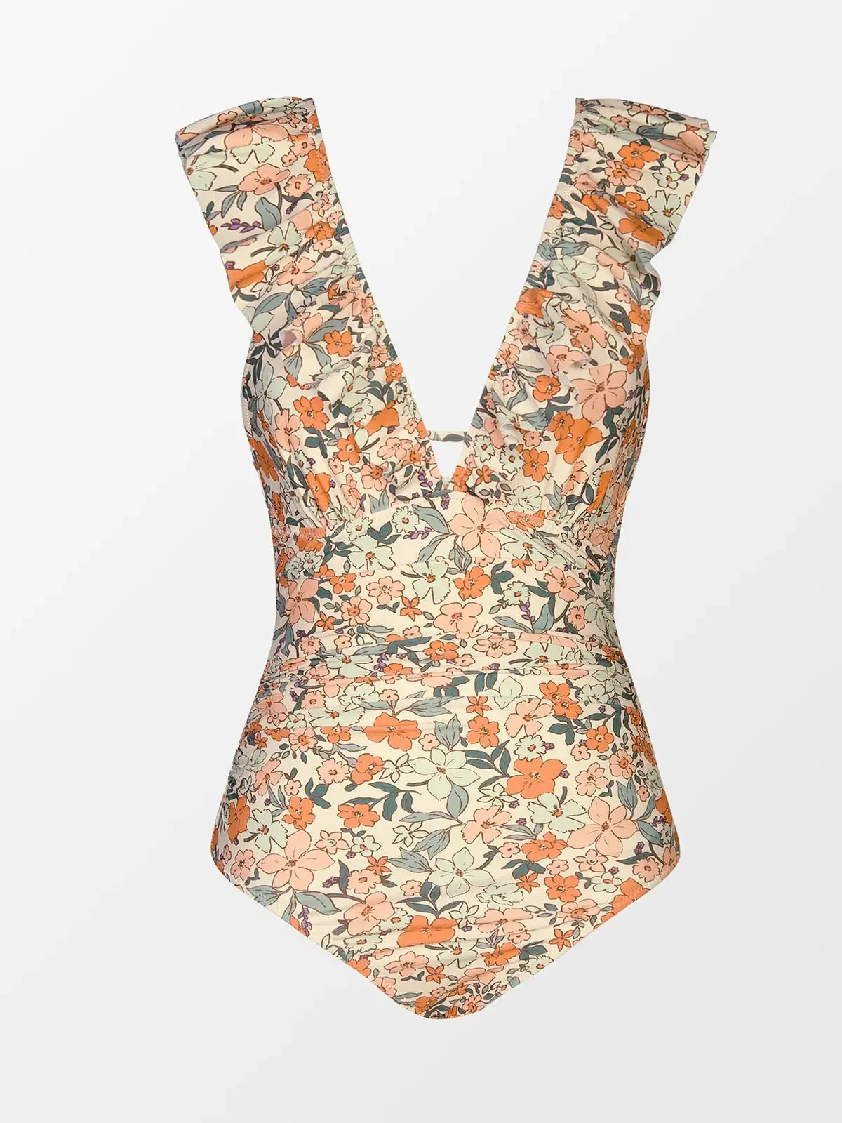 Traje de baño de una pieza para mujer, trajes de baño con volantes, cuello en V, con cordones, traje de baño con control de barriga