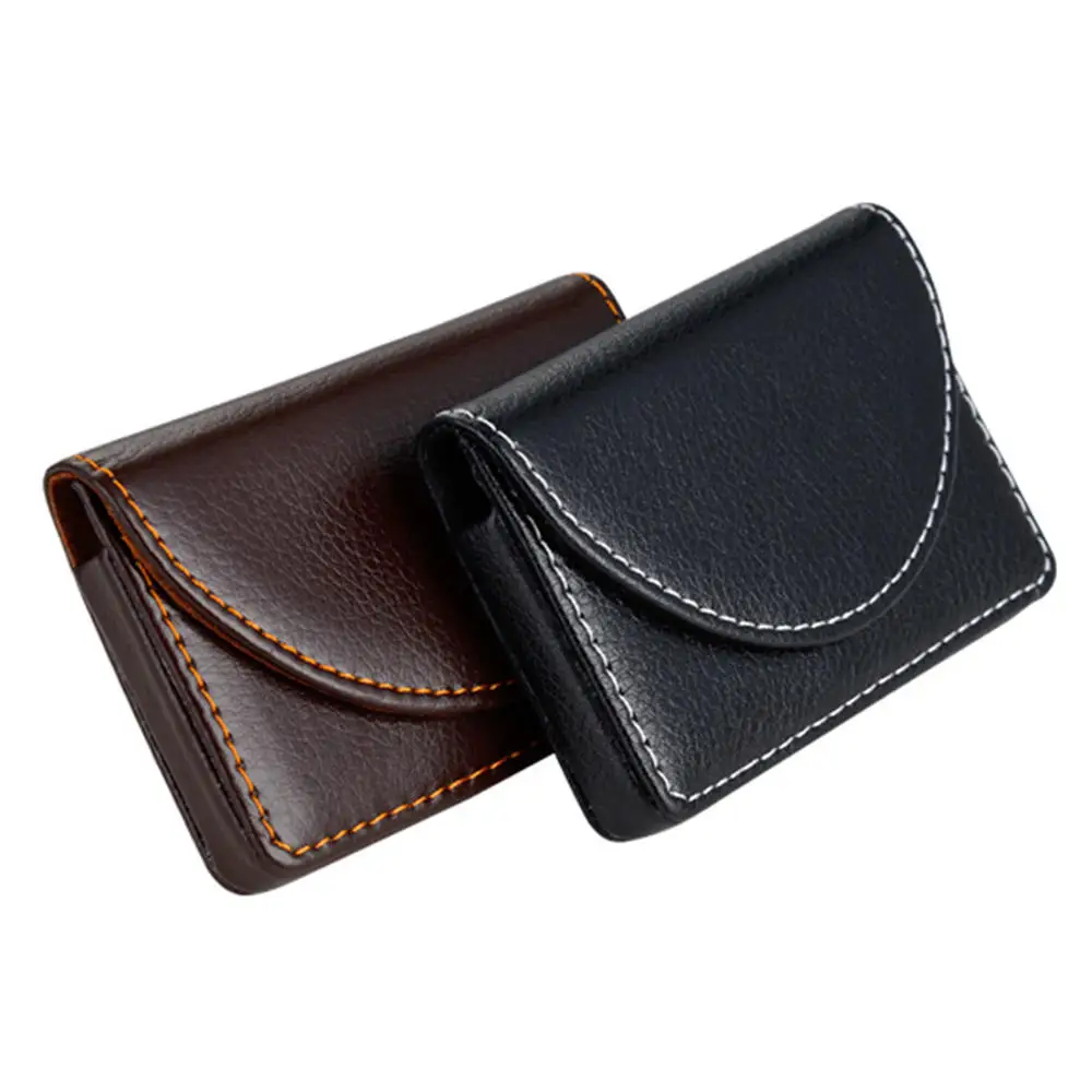 Pu Leather Business Card Holder Pocket Slim Name Cards Organizer Man Coin Purse Ultra-Thin Money Change Pouch 95*65*17 mm