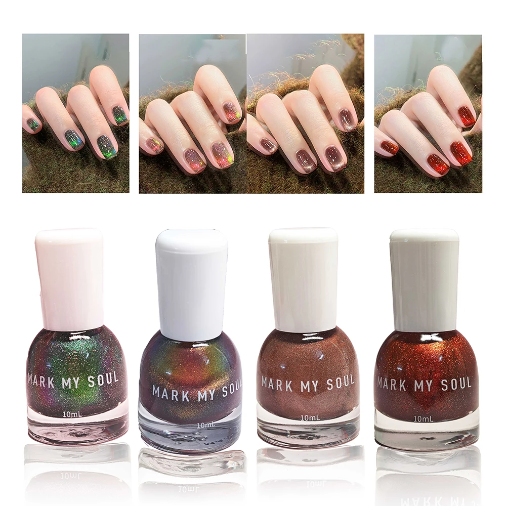 10mlx4[58/82/86/90] Flash Party Cat's Eye Oily Nail Polish, Quick Drying, No Need for Lighting