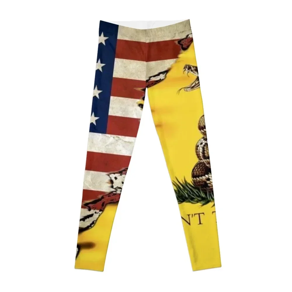 

American USA Flag with Gadsden Flag Don't Tread On Me #2A Leggings leggins push up woman Fitness woman Womens Leggings