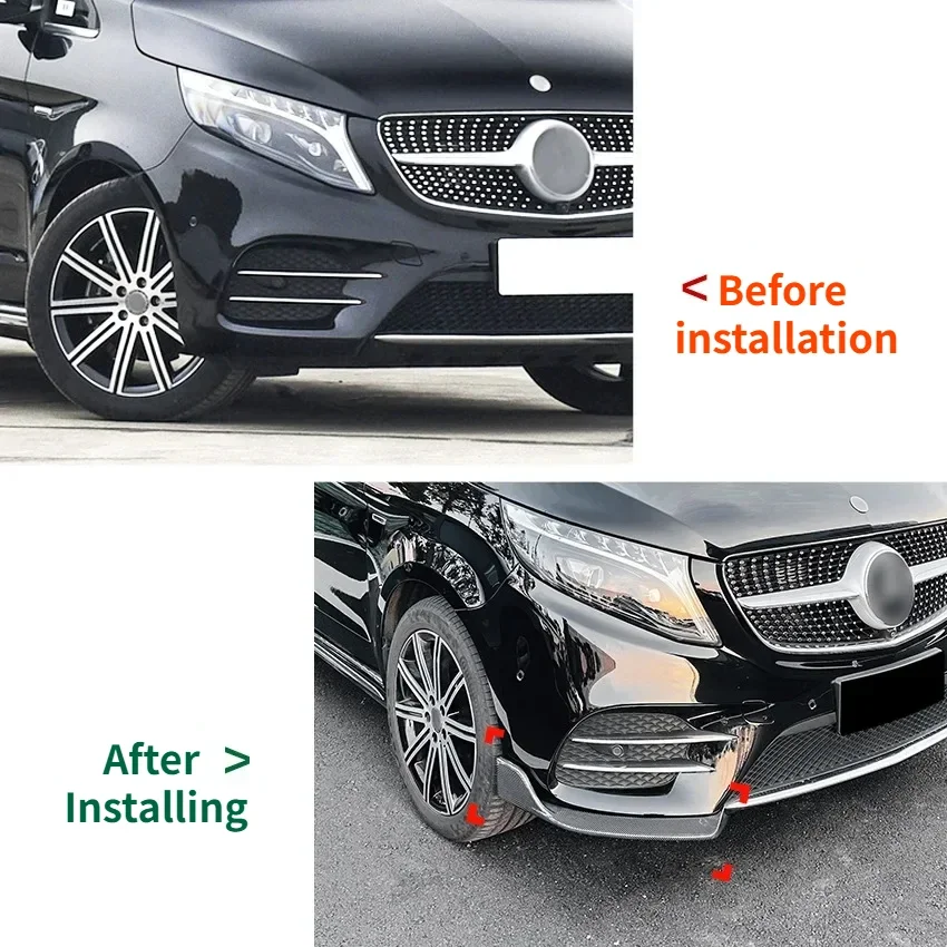 Car Front Bumper Lip Splitter Body Kit 2Pcs For Mercedes Benz V Class W447 V260 AMG Line Spoiler Scratch Protector Accessories