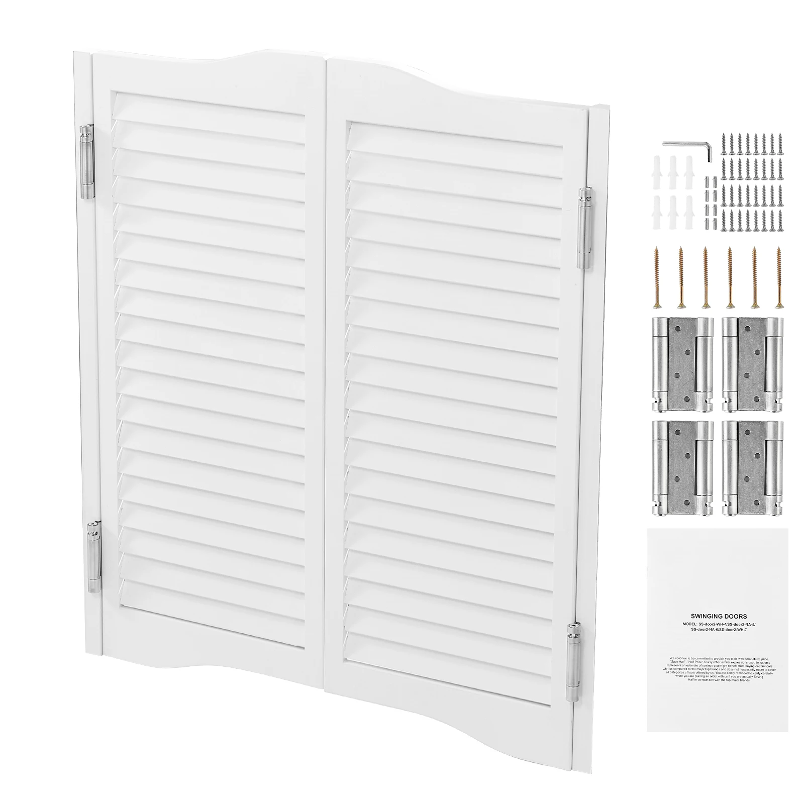 SucceBuy Portes Doubles de Salon 32 po L x 36 po H en Bois avec Charnières et Kit de Quincaillerie Facile à Installer pour Couloir, Cuisine, Entrée