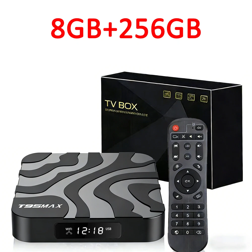 Android 16 T95Max Smart Home Theater TV Box Allwinner H618 Dual Wifi 8GB RAM 256GB ROM BT5.4 Netflix Google 4K 8K HD Set Top Box