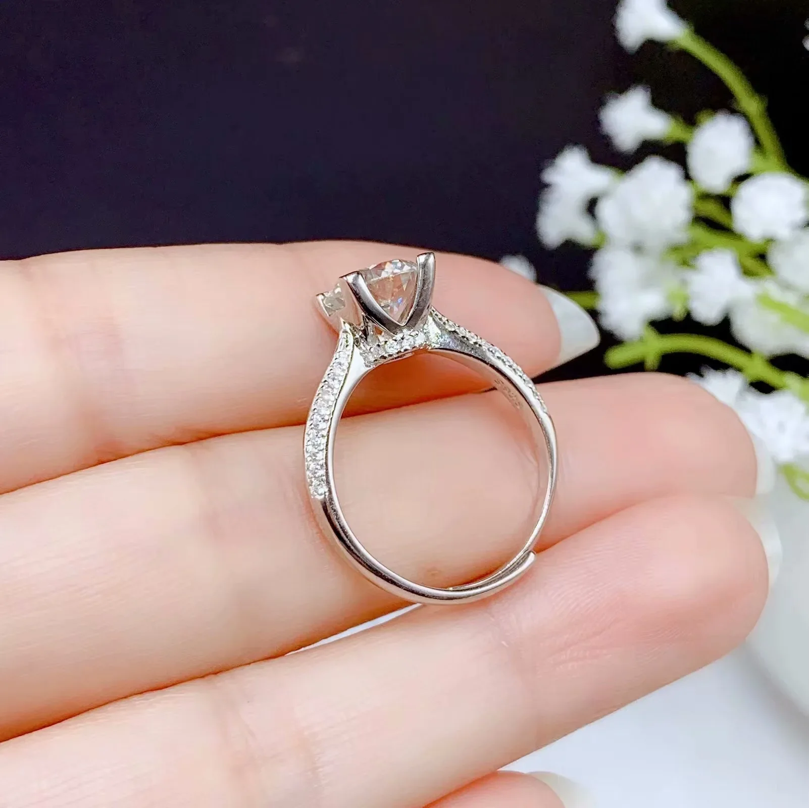 Hotsale Moissanite Ring for Party 0.5ct To 3ct VVS1 Grade D Color Moissanite Wedding Ring 925 Silver Moissanite Jewelry