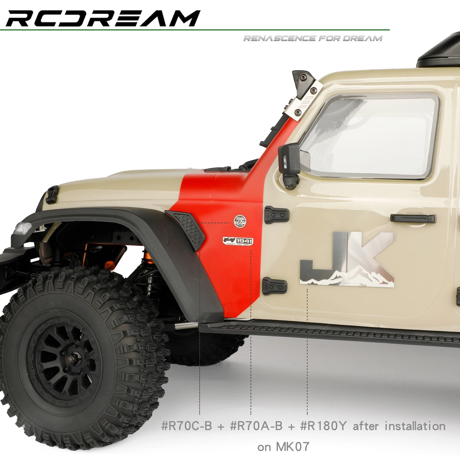 RCDream Scale JK JL Metal Emblem Badge Logo Latte Art 1941 TRAIL RATED 4×4 Mountain for MK07 JK07 SCX10 SCX6 Jeep Wrangler
