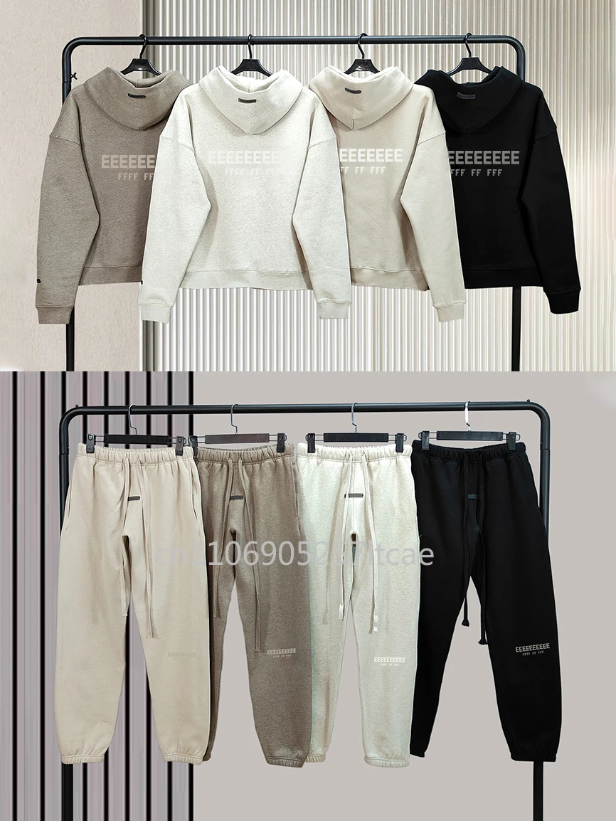 

FW25 Классический дизайн Мужские комплекты Металлическая текстура Толстовки с буквенным логотипом Дизайнерские брендовые комплекты свободных хлопковых спортивных штанов для пар