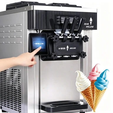 Vertical Ice Cream Machine 28L Smart LCD Commercial Soft Serve Maker Frozen Yogurt Equipment for Ice Cream Store
