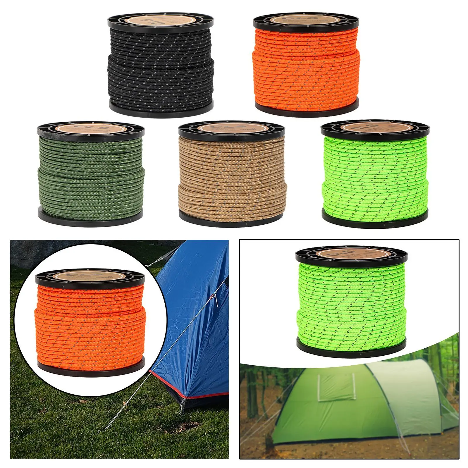 Solid Braid Tent Rope Reflective Guy Line Cord Camping Rope Adjustable Tensioner for Outdoor Canopy Solid Braid Tent Rope Reflective Guy Line Cord Camping Rope Adjustable Tensioner for Outdoor Canopy
