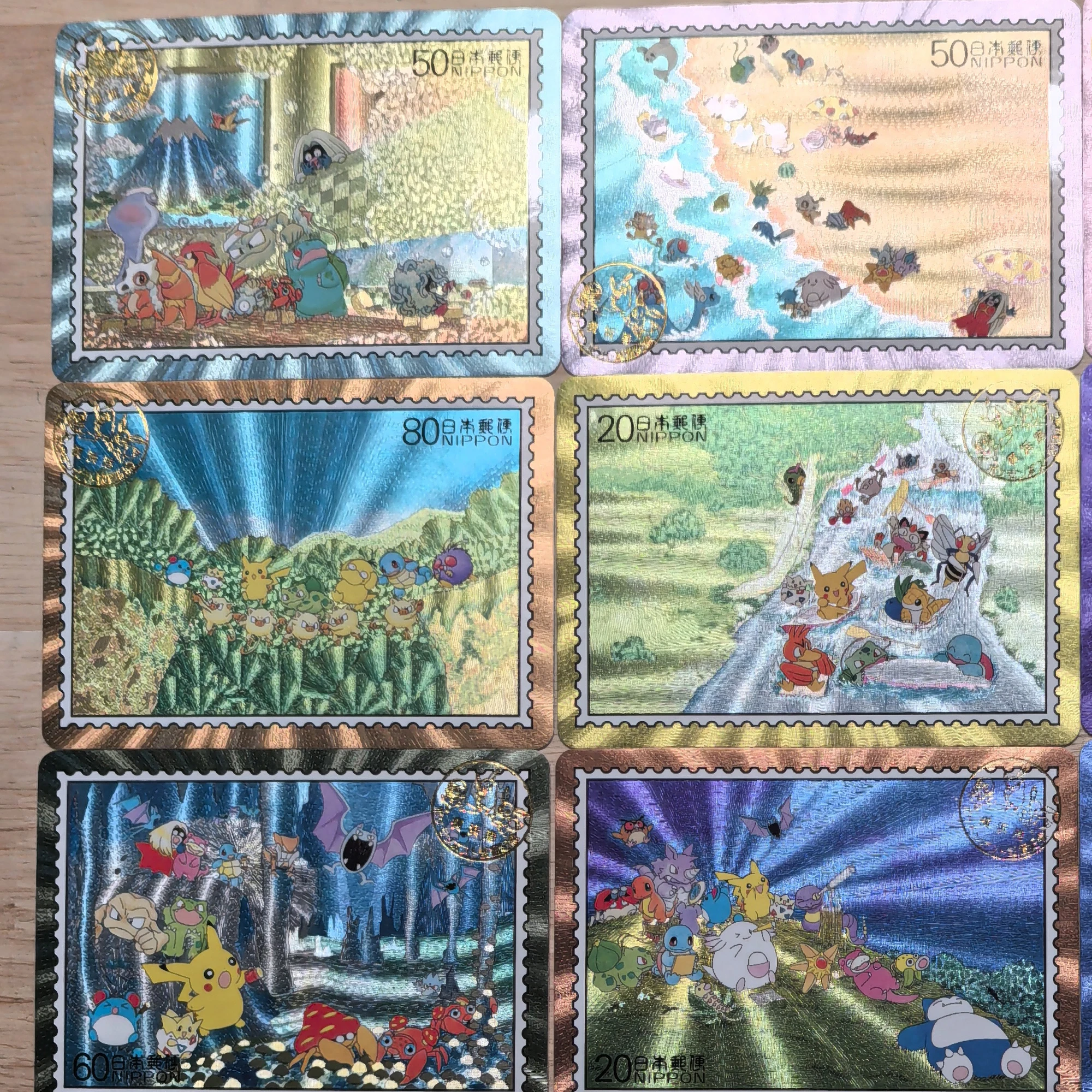 9Pcs/set Stamp Series Charmander Bulbasaur Squirtle Texture Flash Card Classic Anime Game Collection Cards Gift Toy view 2
