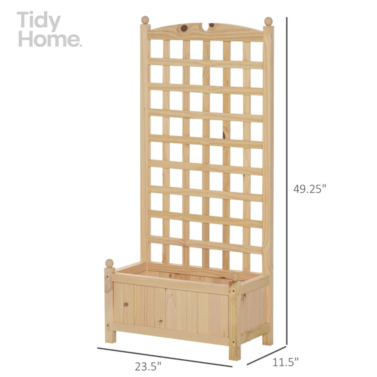 

Outsunny Wooden Raised Garden Bed with Trellis, Outdoor Planter Box with Drainage Crevices for Climbing Vine Plants Flowers