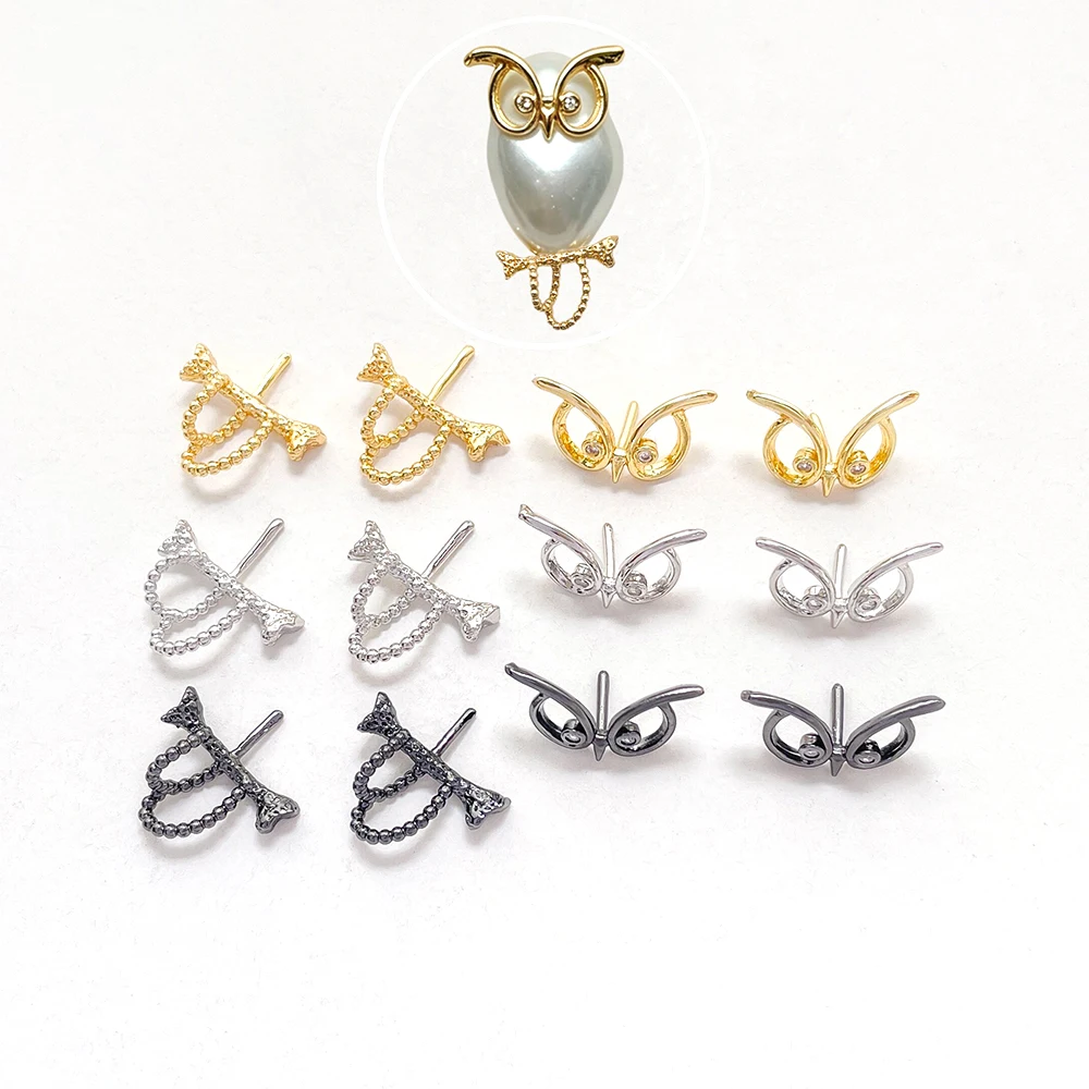 Brass Plated with Genuine Gold Owl Eyed Branches with Empty Support Pins DIY Makes Fashionable Jewelry Baroque Doll Accessory