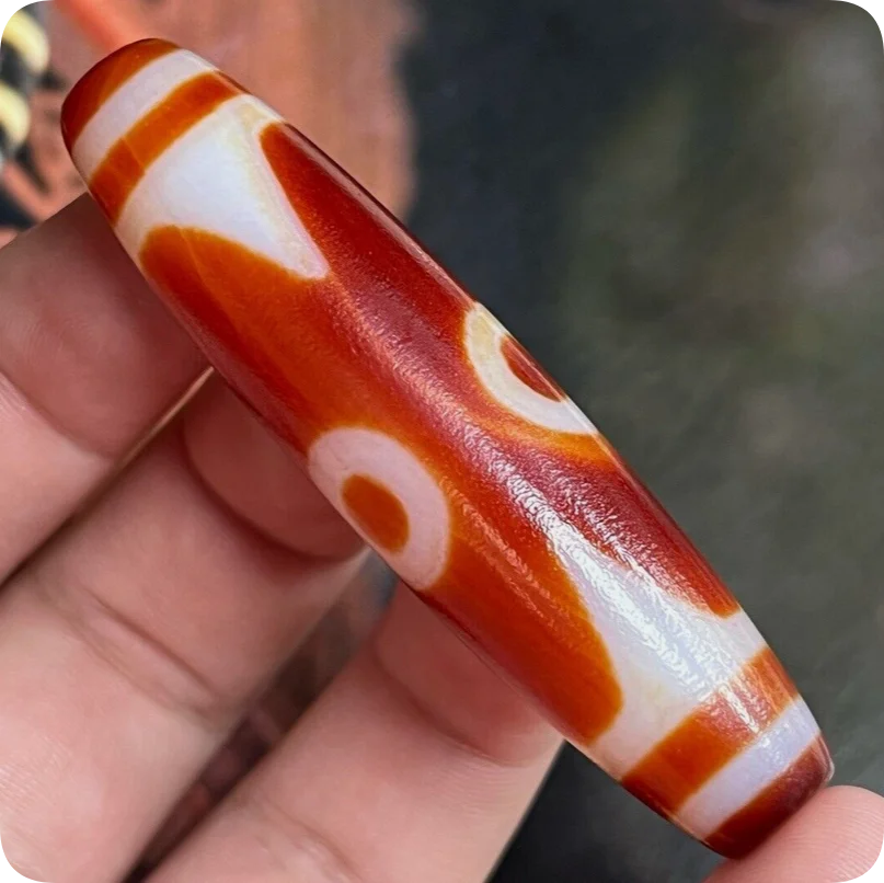 Power Energy Tibetan Old Agate Dzi *3 Eyes Tiger Teeth* Bead Pendant 60mm Z1010