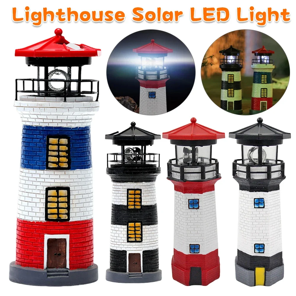 Lighthouse Shape Solar LED Light Garden Fence Yard Outdoor Decor Beacon Lamp Solar Led Light Outdoor Lighting Garden Decoration