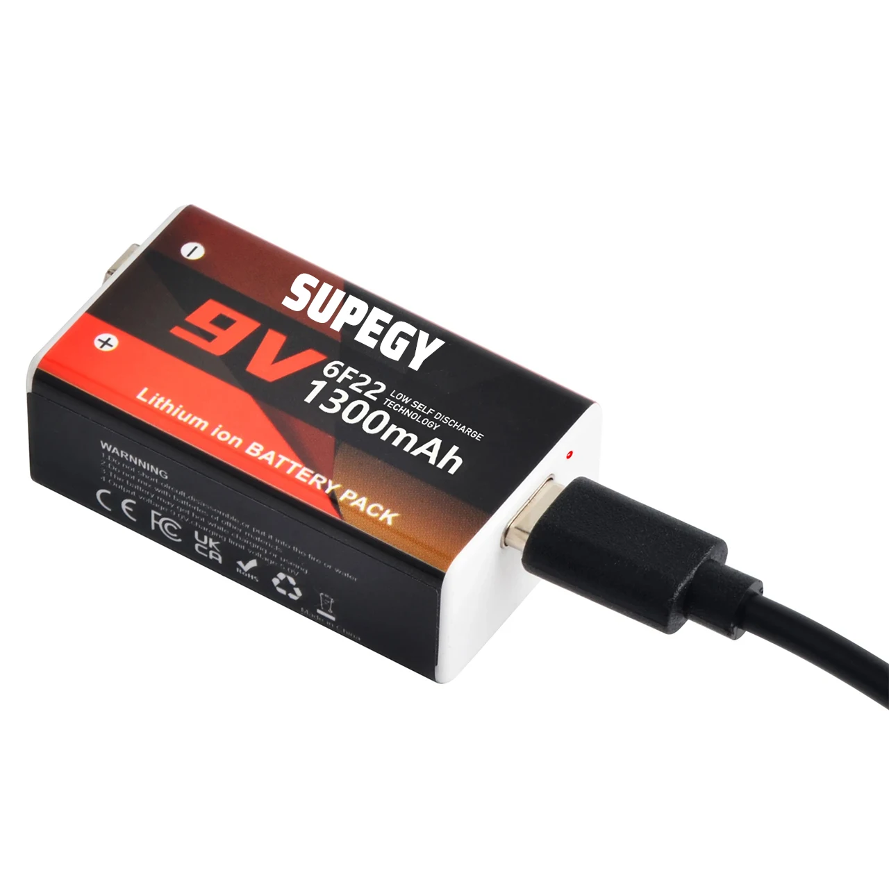 SUPEGY 1300mAh USB 9V Li-ion Battery USB-C for RC Helicopeter Model Multimeter Toy