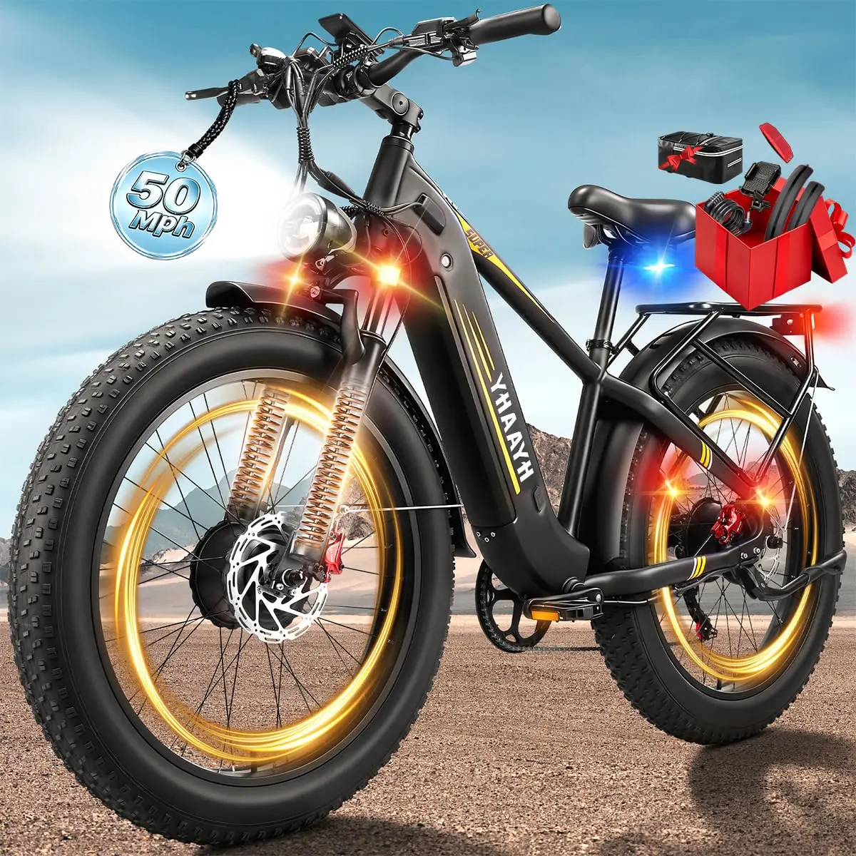 9000W Dual Motor Ebike 52V 30AH Battery Smart Light Adjustable Stem 50MPH 100 Mile 26 Inch Fat Tire Bike Snow Dirt, Customized