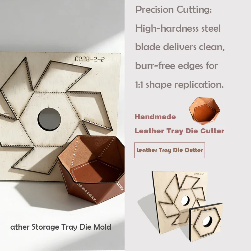 C228 Hexagonal Leather Storage Box DIY Kit Desktop Miscellaneous Items Tray Making Mold Home Leather Goods DIY Tool