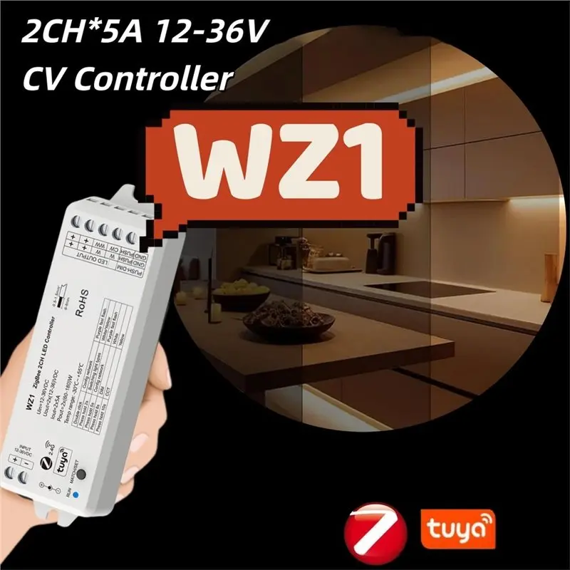 Best-WZ1 Zigbee 3.0& RF 2 CH 12-36V For Single Color CCT LED Strip LED Controller 2 Channels Cloud Wireless Remote Control