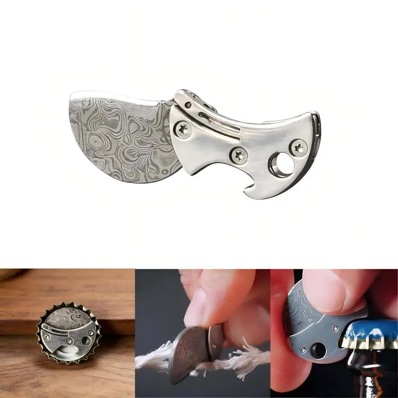 New 1PC Mini Titanium Compact Bottle Opener & EDC Cutter, Lightweight Portable Multifunctional Bottle Opener Keychain Tool