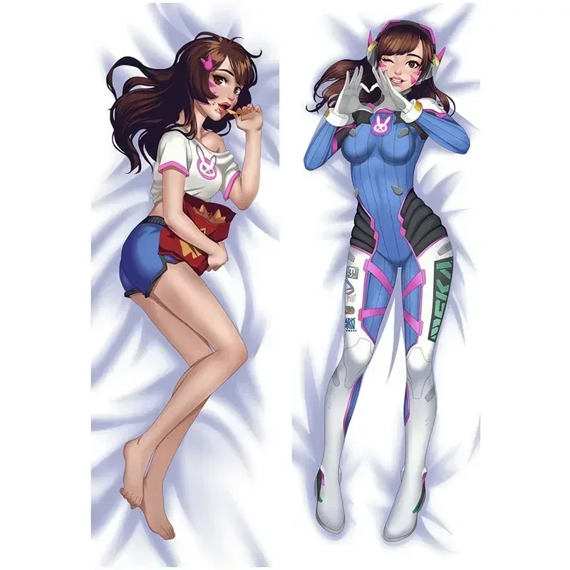 

60x180cm Game Anime Overwatches Pillow Case OW Dva Sexy Pillow Covers 3D Double-sided Bedding Hugging Body Pillowcase Customize