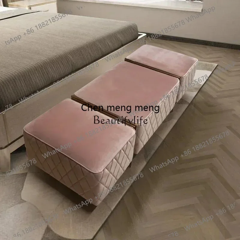LHY26 ss style  Italian light luxury shoe changing stool master bedroom end of bed simple living room velvet sofa cloakroom stoo