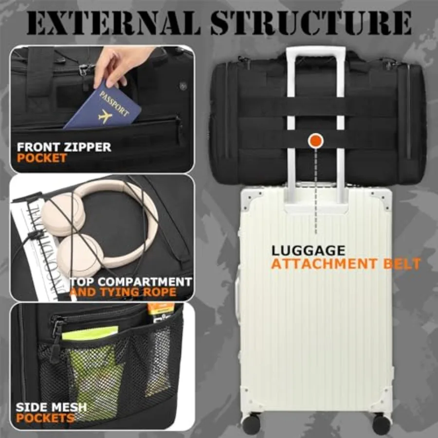 Large Duffle Bag for Men and Women - Tactical Gym Bag for Travel Weekender Large Sports Bag for Hockey Football Baseball Soccer