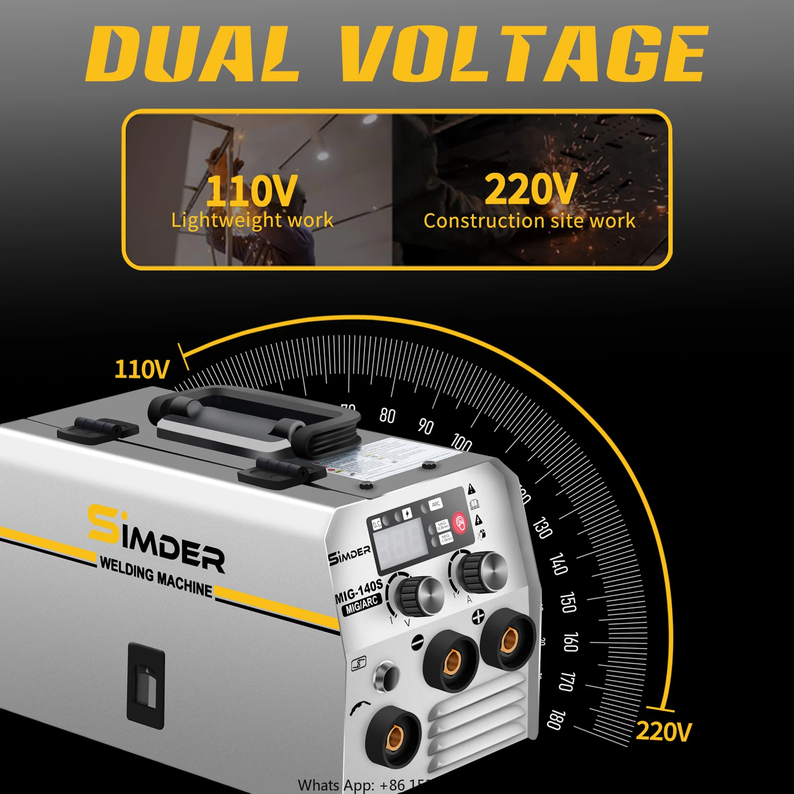 SSIMDER MIG Welder 140A 2 In 1 Stick/Flux Core Welder 110V/220v Dual Voltage Welding Machine With Flux Cored Wire MIG/ARC Welder