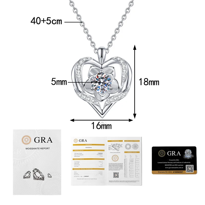 

XL508 Lefei Fashion Luxury Classic Moissanite Color D Flower Heart Necklace For Charms Women s925 Sterling Silver Party Jewelry