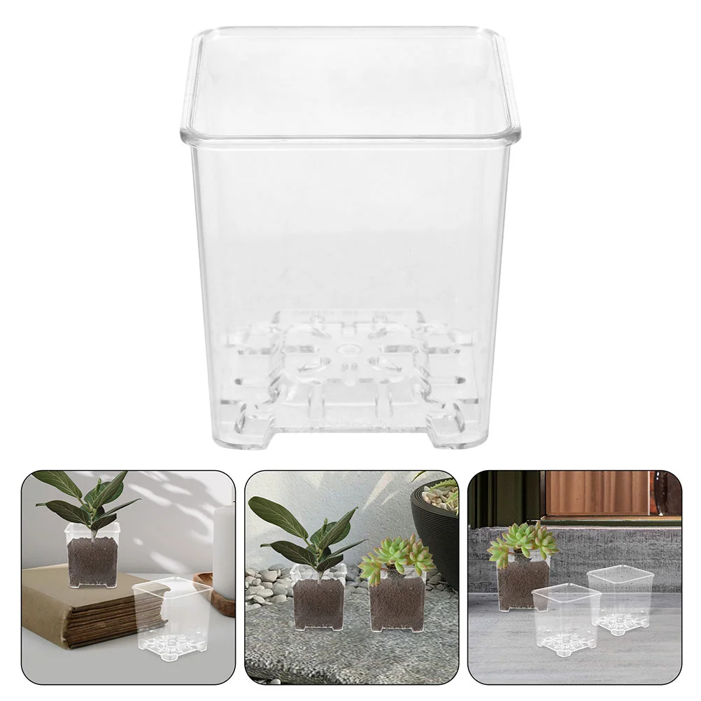 

4 Pcs Highly Transparent Flower Pot Square Pots Orchid Decorative Plant Containers Gardening Dedicated