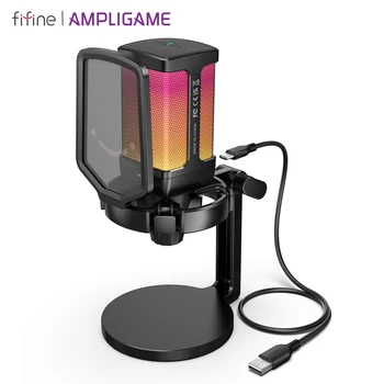 FIFINE Ampligame Q6 RGB Microfone para jogos