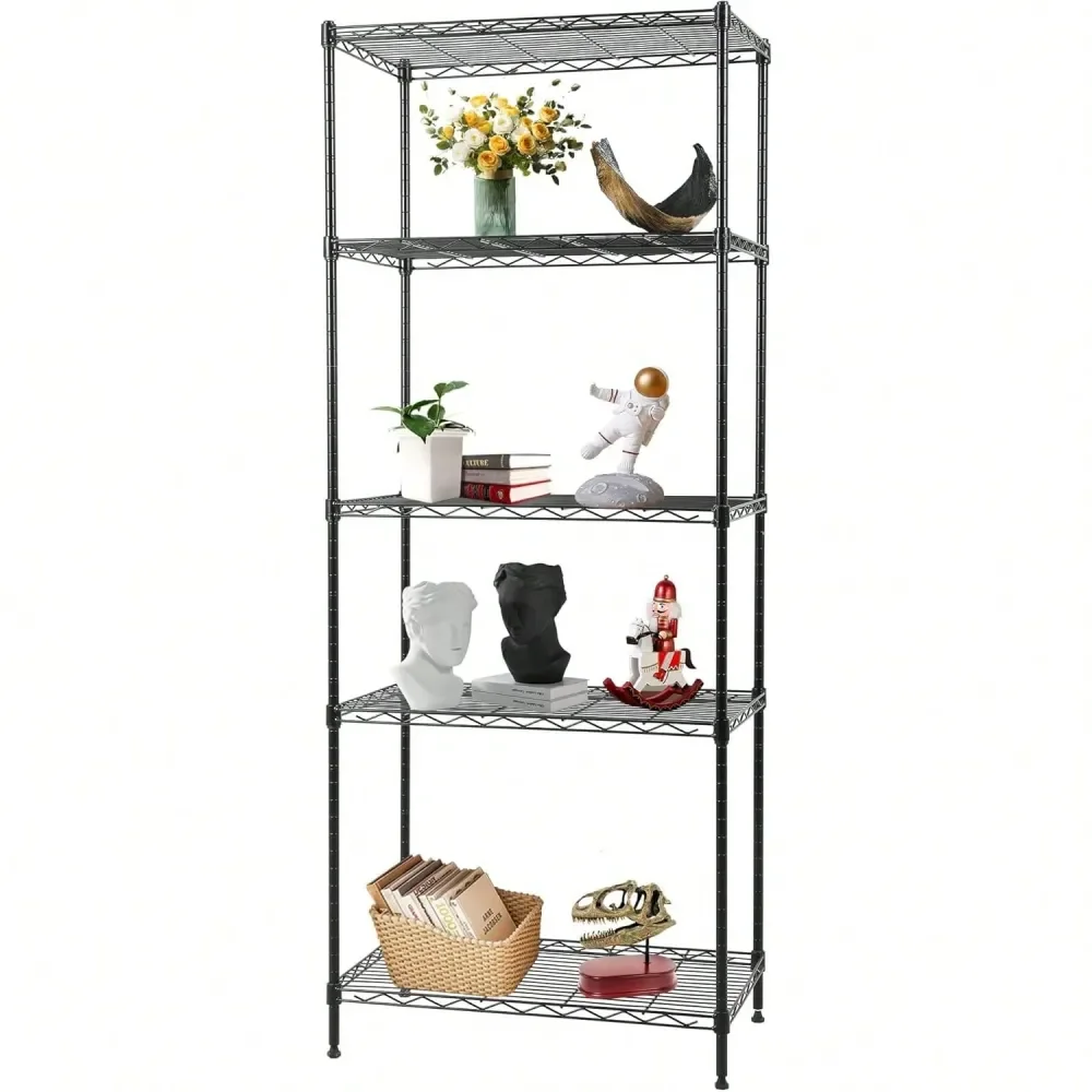 

Garage Shelving Storage Shelf Shelves Wire Storage Shelves 24 X14 X59 Black Adjustable Racks HeavyDuty Metal Shelf, Holds To 500