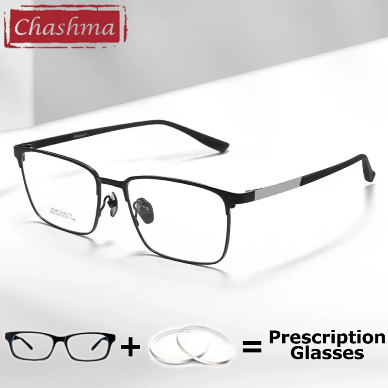 Chashma Prescription Glasses Men Rectangle Fashion Ready Eyeglasses High Quality Titanium Alloy Spectacles