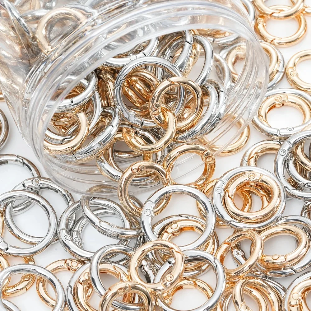 10pcs Metal l O Ring Spring Clasps Openable Carabiner Round Keychain Connector Bag Clips Hook Chain Buckles DIY Findings