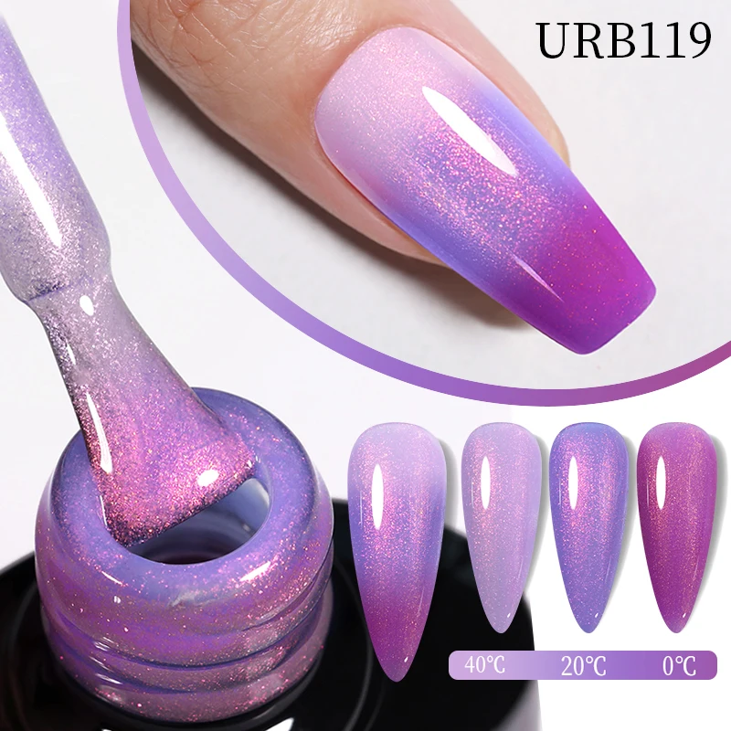 UR SUGAR 7ml Auroras Glitter Thermal Gel Nail Polish Ultra-thin Temperature 3 Colors Changing Soak Off UV LED Manicure Nails Gel