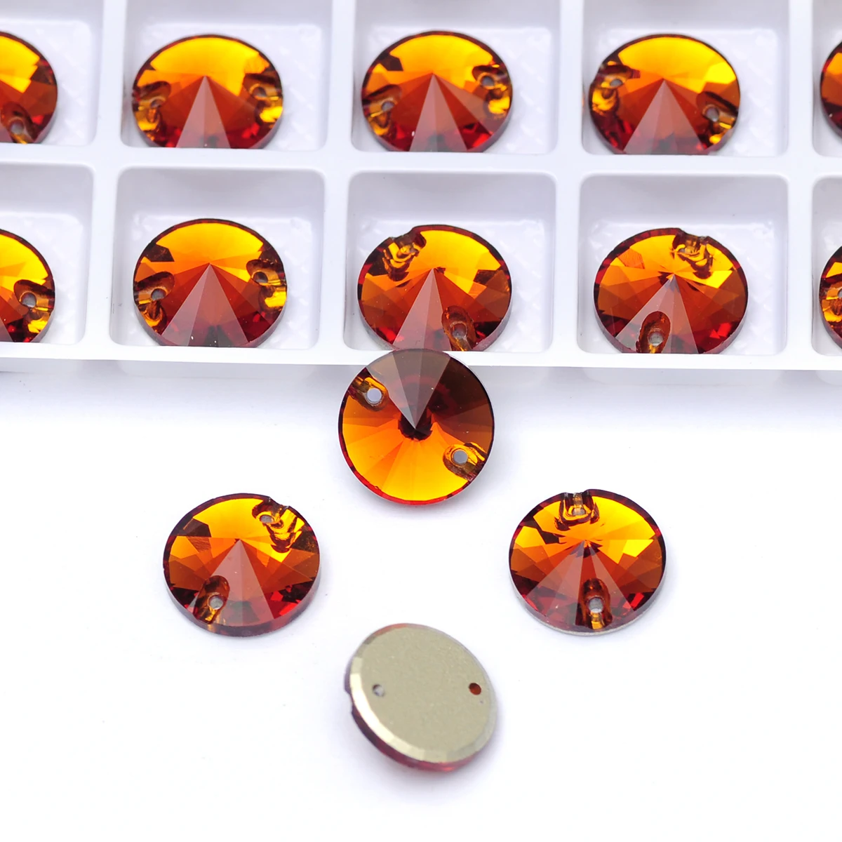 PUBRILEX Großhandel Glas K9 Rivoli Runde Kanten mit Facetten zum Aufnähen Strasssteine in Allen Farben für DIY Kleidung, Kleider und Bekleidung – Detail 4