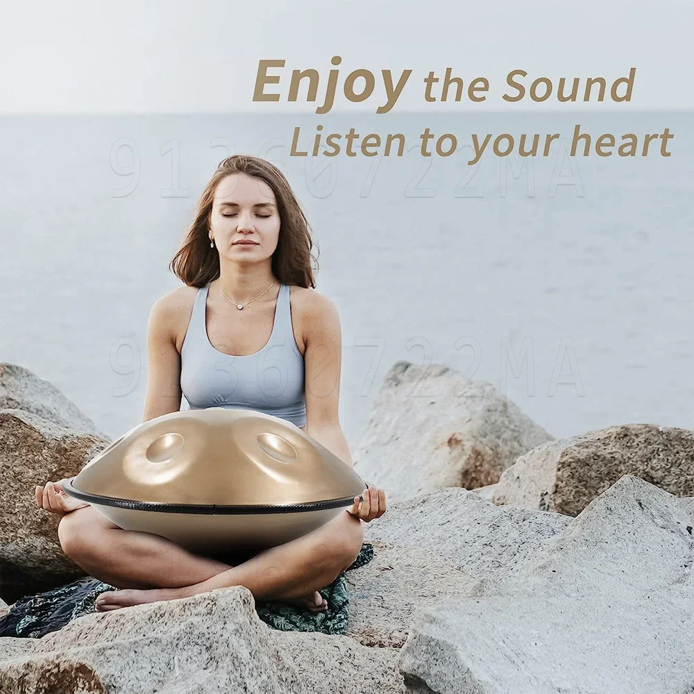 

Golden handpan drum G minor 18 inch tambor yoga meditation music drum instrument beginner high quality steel tongue drum