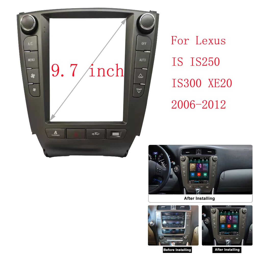 9.7 Inch For Lexus IS IS250 IS300 XE20 2005-2012 Car Radio Android MP5 GPS Stereo Player 2Din Head Unit Facia Panel Frame Cover